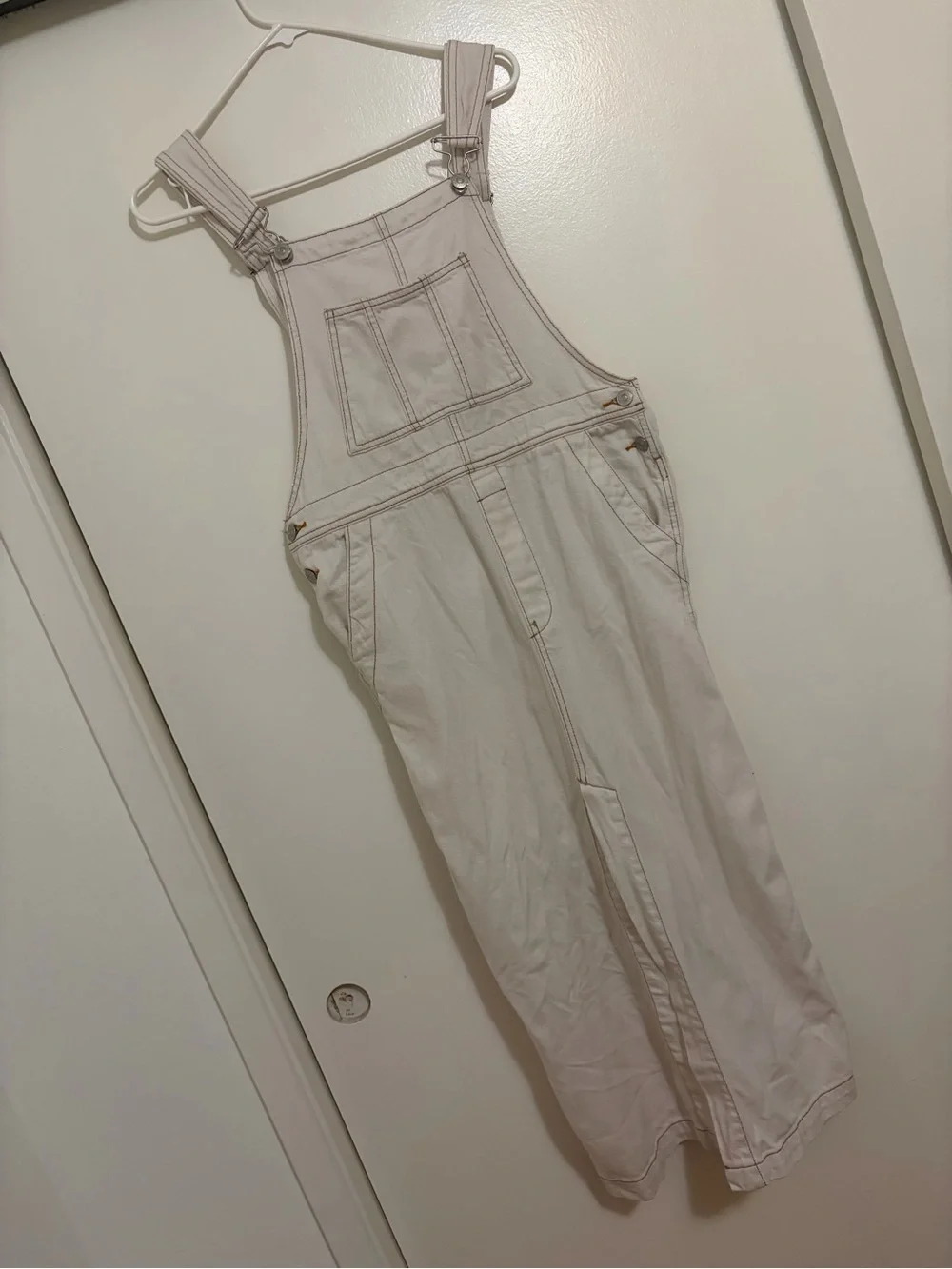 Free People We The Free Holly Skirtall Off-White Denim Maxi Overall
